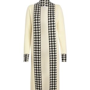 Madeleine Thompson Sweater Cashmere Blend Cardigan Anita Houndstooth Duster Sz M